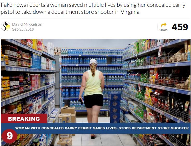 Woman walking down grocery store aisle - Image used for fake, clickbait story on a department store shooter
